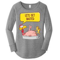 Lets Get Basted Funny Thanksgiving Turkey Women's Perfect Tri Tunic Long Sleeve Shirt