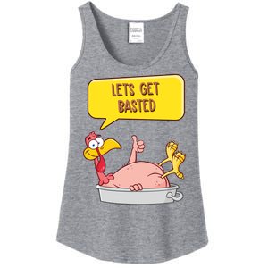 Lets Get Basted Funny Thanksgiving Turkey Ladies Essential Tank