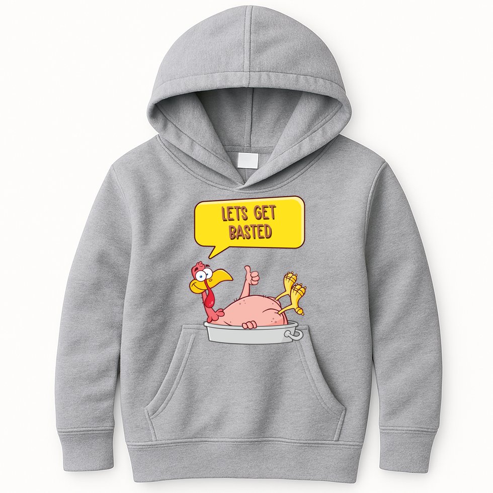 Lets Get Basted Funny Thanksgiving Turkey Kids Hoodie