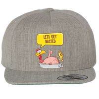 Lets Get Basted Funny Thanksgiving Turkey Wool Snapback Cap