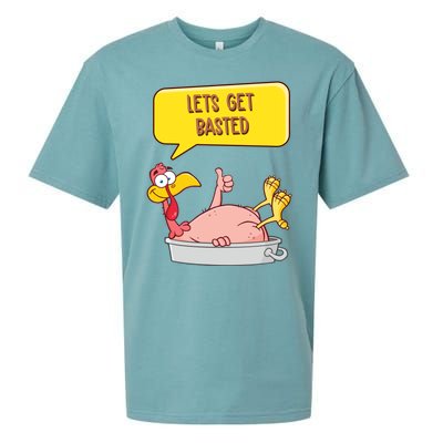 Lets Get Basted Funny Thanksgiving Turkey Sueded Cloud Jersey T-Shirt