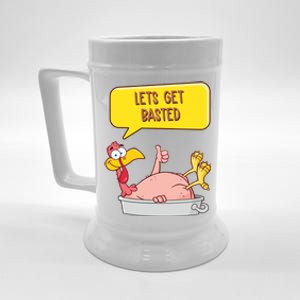 Lets Get Basted Funny Thanksgiving Turkey Beer Stein