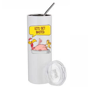 Lets Get Basted Funny Thanksgiving Turkey Stainless Steel Tumbler