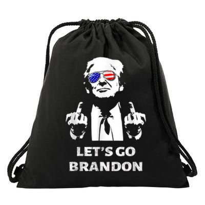 Let's Go Brandon Trump Middle Finger Drawstring Bag