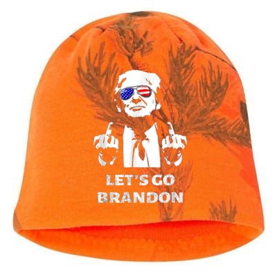 Let's Go Brandon Trump Middle Finger Kati - Camo Knit Beanie