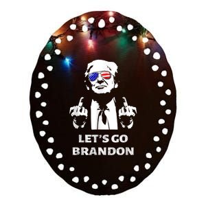 Let's Go Brandon Trump Middle Finger Ceramic Oval Ornament