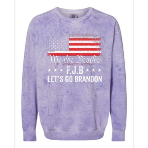 Lets Go Brandon Funny Anti Biden Us Flag Colorblast Crewneck Sweatshirt