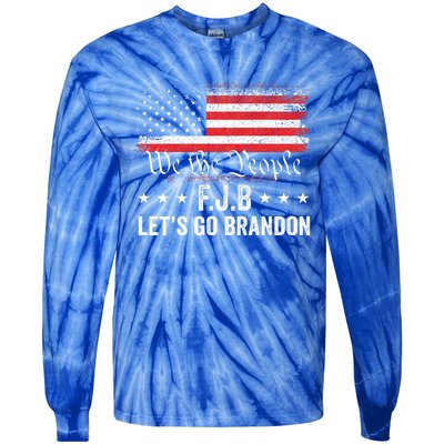 Lets Go Brandon Funny Anti Biden Us Flag Tie-Dye Long Sleeve Shirt