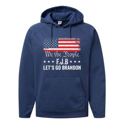 Lets Go Brandon Funny Anti Biden Us Flag Performance Fleece Hoodie