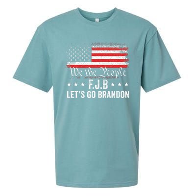 Lets Go Brandon Funny Anti Biden Us Flag Sueded Cloud Jersey T-Shirt