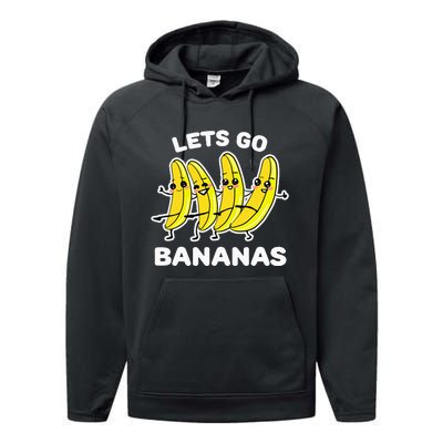 Lets Go Bananas Funny Fruit Pun Banana Performance Fleece Hoodie