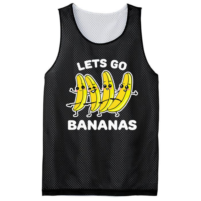 Lets Go Bananas Funny Fruit Pun Banana Mesh Reversible Basketball Jersey Tank