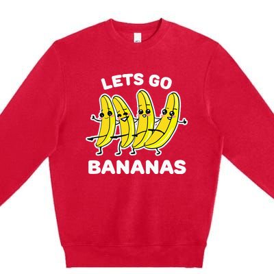 Lets Go Bananas Funny Fruit Pun Banana Premium Crewneck Sweatshirt