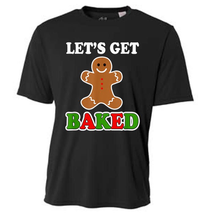 Let's Get Baked Funny Christmas Gingerbread Cookie Shirt Cooling Performance Crew T-Shirt