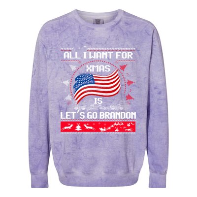 Lets Go Brandon Ugly Christmas Sweater Us Flag Brandon Xmas Great Gift Colorblast Crewneck Sweatshirt