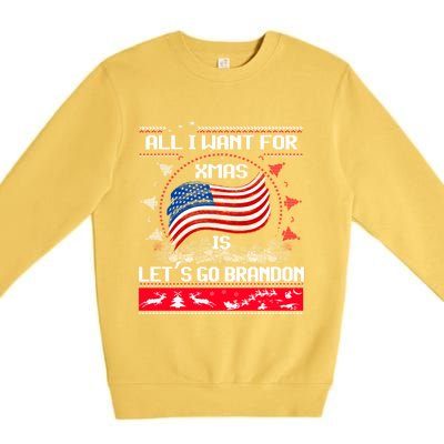 Lets Go Brandon Ugly Christmas Sweater Us Flag Brandon Xmas Great Gift Premium Crewneck Sweatshirt