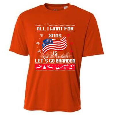 Lets Go Brandon Ugly Christmas Sweater Us Flag Brandon Xmas Great Gift Cooling Performance Crew T-Shirt