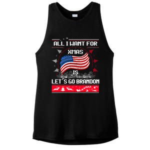 Lets Go Brandon Ugly Christmas Sweater Us Flag Brandon Xmas Great Gift Ladies PosiCharge Tri-Blend Wicking Tank