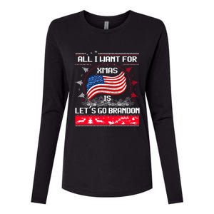 Lets Go Brandon Ugly Christmas Sweater Us Flag Brandon Xmas Great Gift Womens Cotton Relaxed Long Sleeve T-Shirt