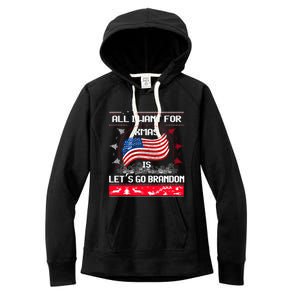 Lets Go Brandon Ugly Christmas Sweater Us Flag Brandon Xmas Great Gift Women's Fleece Hoodie