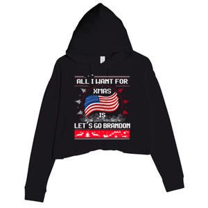 Lets Go Brandon Ugly Christmas Sweater Us Flag Brandon Xmas Great Gift Crop Fleece Hoodie