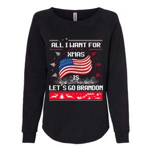 Lets Go Brandon Ugly Christmas Sweater Us Flag Brandon Xmas Great Gift Womens California Wash Sweatshirt