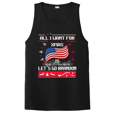 Lets Go Brandon Ugly Christmas Sweater Us Flag Brandon Xmas Great Gift PosiCharge Competitor Tank