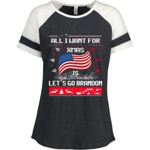 Lets Go Brandon Ugly Christmas Sweater Us Flag Brandon Xmas Great Gift Enza Ladies Jersey Colorblock Tee