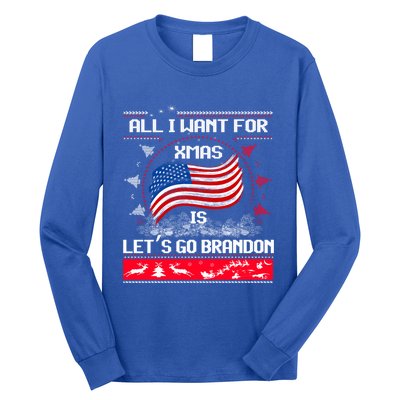 Lets Go Brandon Ugly Christmas Sweater Us Flag Brandon Xmas Great Gift Long Sleeve Shirt