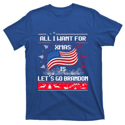 Lets Go Brandon Ugly Christmas Sweater Us Flag Brandon Xmas Great Gift T-Shirt