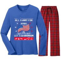 Lets Go Brandon Ugly Christmas Sweater Us Flag Brandon Xmas Great Gift Women's Long Sleeve Flannel Pajama Set 