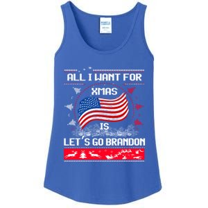 Lets Go Brandon Ugly Christmas Sweater Us Flag Brandon Xmas Great Gift Ladies Essential Tank