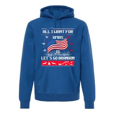 Lets Go Brandon Ugly Christmas Sweater Us Flag Brandon Xmas Great Gift Premium Hoodie