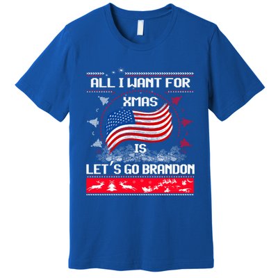 Lets Go Brandon Ugly Christmas Sweater Us Flag Brandon Xmas Great Gift Premium T-Shirt