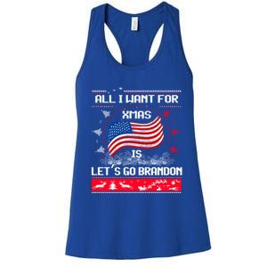 Lets Go Brandon Ugly Christmas Sweater Us Flag Brandon Xmas Great Gift Women's Racerback Tank