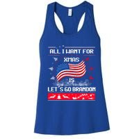 Lets Go Brandon Ugly Christmas Sweater Us Flag Brandon Xmas Great Gift Women's Racerback Tank