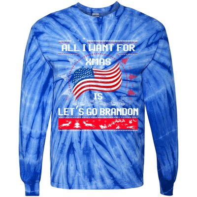 Lets Go Brandon Ugly Christmas Sweater Us Flag Brandon Xmas Great Gift Tie-Dye Long Sleeve Shirt