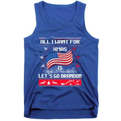 Lets Go Brandon Ugly Christmas Sweater Us Flag Brandon Xmas Great Gift Tank Top