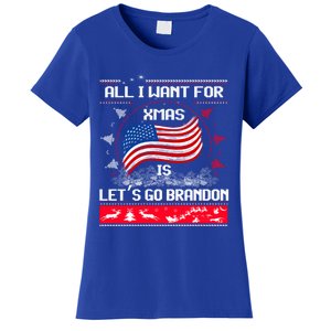 Lets Go Brandon Ugly Christmas Sweater Us Flag Brandon Xmas Great Gift Women's T-Shirt