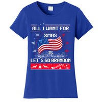 Lets Go Brandon Ugly Christmas Sweater Us Flag Brandon Xmas Great Gift Women's T-Shirt