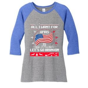 Lets Go Brandon Ugly Christmas Sweater Us Flag Brandon Xmas Great Gift Women's Tri-Blend 3/4-Sleeve Raglan Shirt