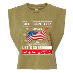 Lets Go Brandon Ugly Christmas Sweater Us Flag Brandon Xmas Great Gift Garment-Dyed Women's Muscle Tee