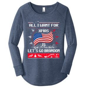 Lets Go Brandon Ugly Christmas Sweater Us Flag Brandon Xmas Great Gift Women's Perfect Tri Tunic Long Sleeve Shirt