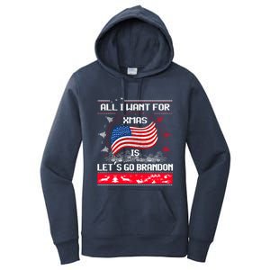 Lets Go Brandon Ugly Christmas Sweater Us Flag Brandon Xmas Great Gift Women's Pullover Hoodie