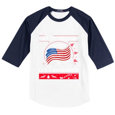 Lets Go Brandon Ugly Christmas Sweater Us Flag Brandon Xmas Great Gift Baseball Sleeve Shirt