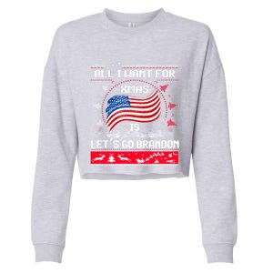 Lets Go Brandon Ugly Christmas Sweater Us Flag Brandon Xmas Great Gift Cropped Pullover Crew