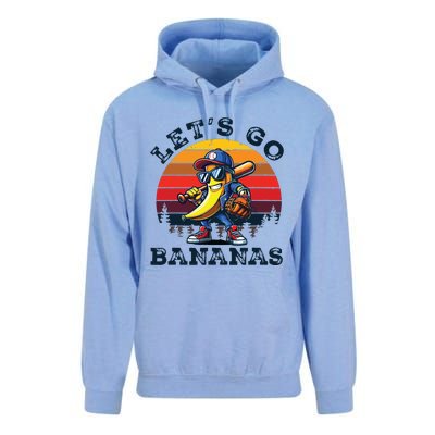 Lets Go Bananas Banana Playing Baseball Baseball Player Gift Unisex Surf Hoodie