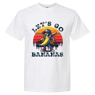 Lets Go Bananas Banana Playing Baseball Baseball Player Gift Garment-Dyed Heavyweight T-Shirt