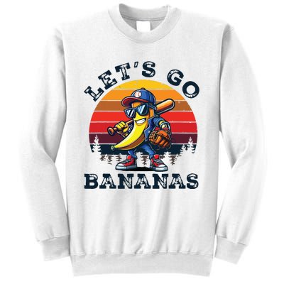 Lets Go Bananas Banana Playing Baseball Baseball Player Gift Sweatshirt