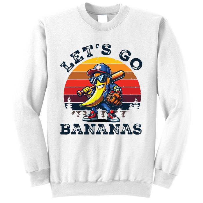 Lets Go Bananas Banana Playing Baseball Baseball Player Gift Sweatshirt